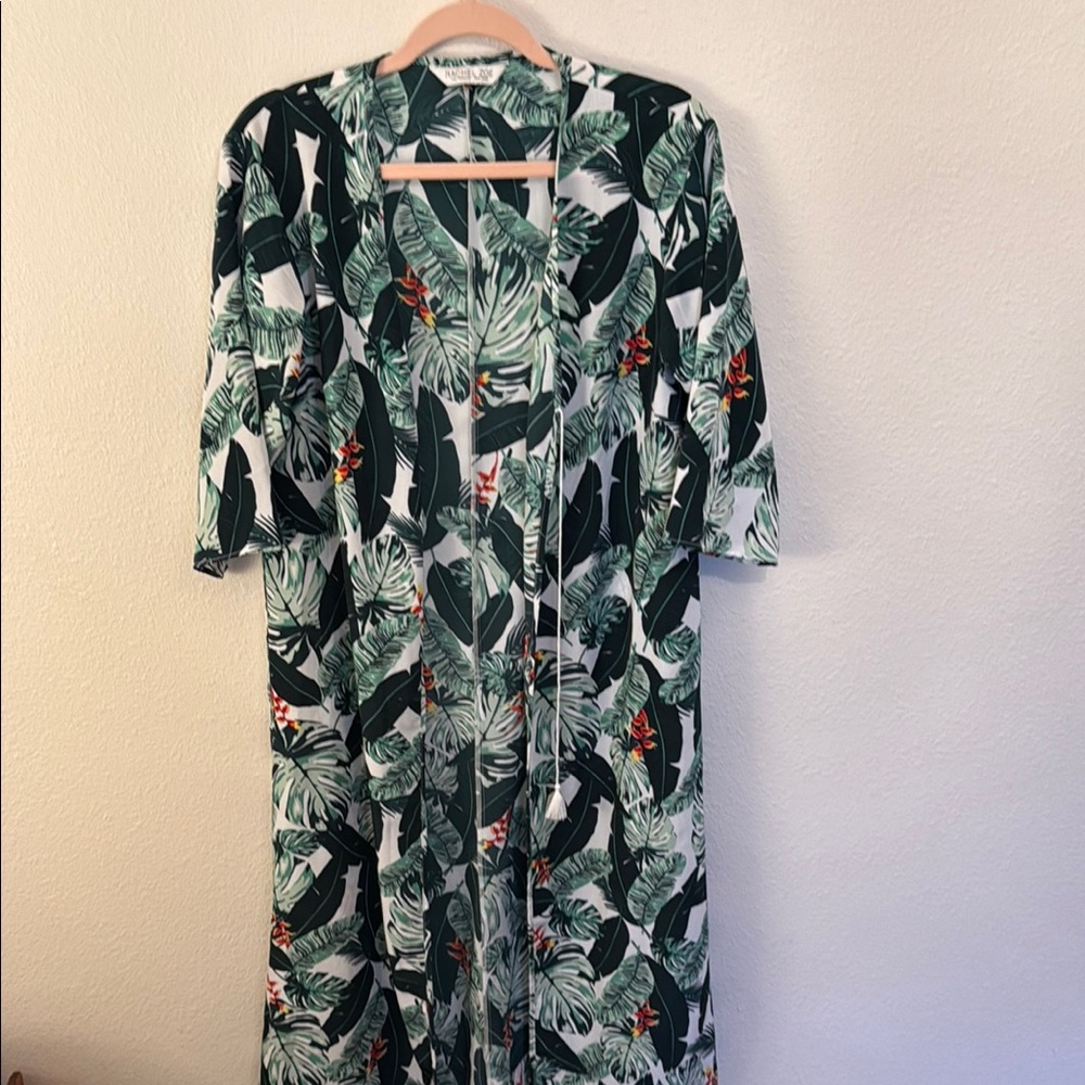 Rachel Zoe Palm Leaf Duster/Kimono/Cover Up - One Size